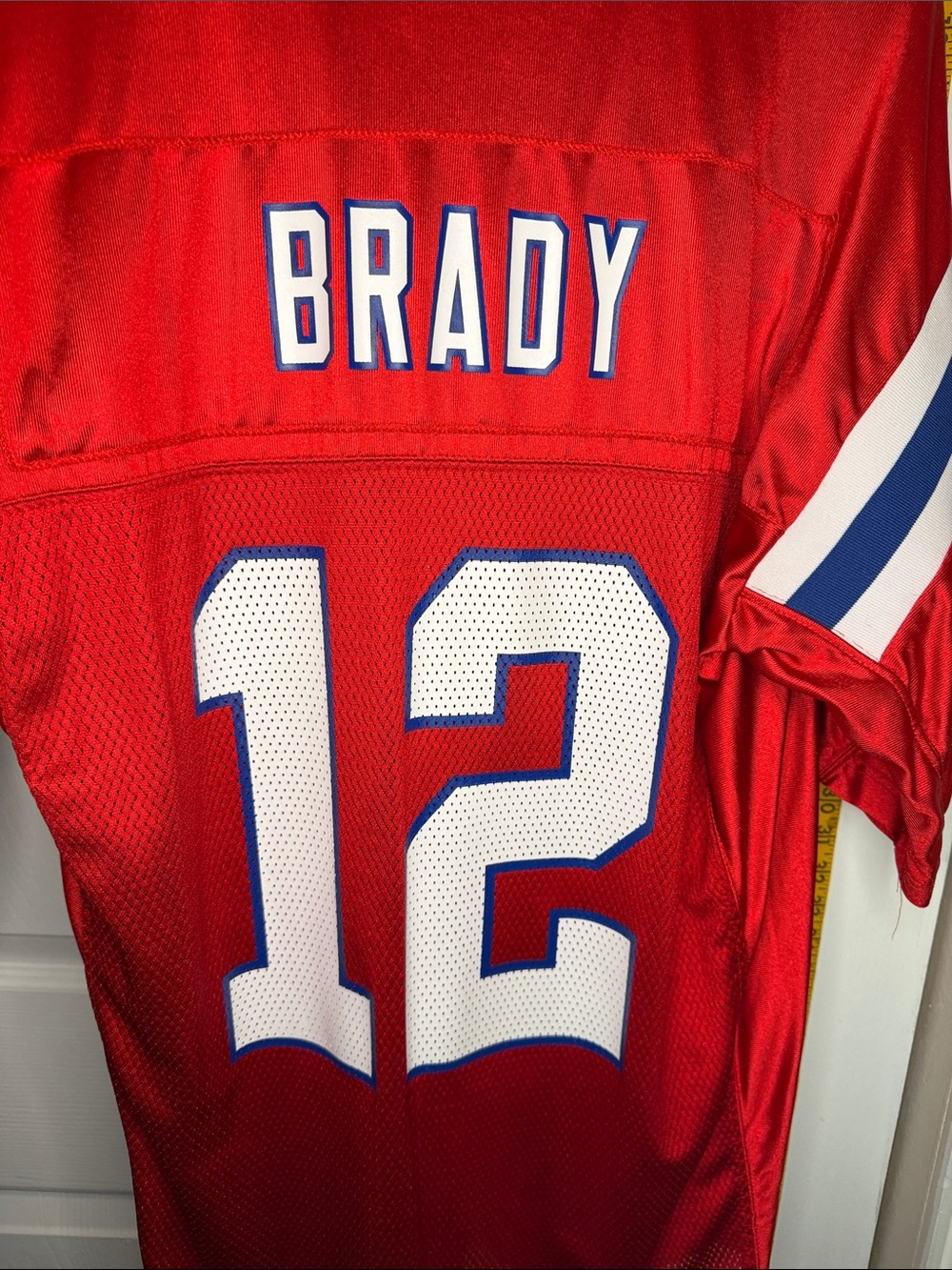 Reebok Men’s Red Football Jersey with White & Blue Accents #12 - Picture 6 of 6